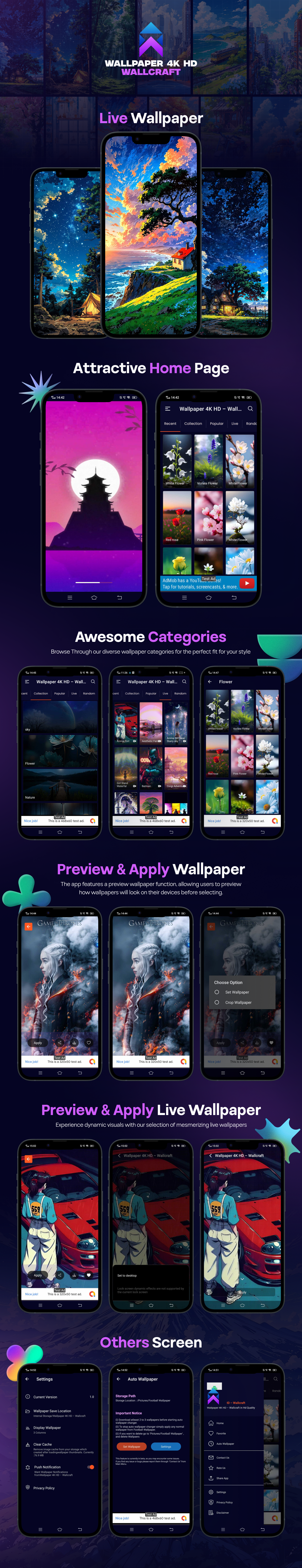 Wallpaper 4K HD Wallcraft - Wallpaper App with Admin Panel - Live Wallpaper - 1